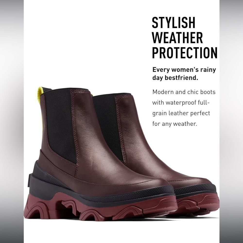 Maroon sorel waterproof brex Chelsea boot